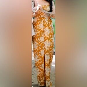 Orange strapless romper